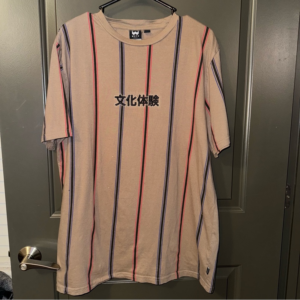 WXYZ Brown Striped T‎ Shirt 100% Cotton Mens XL